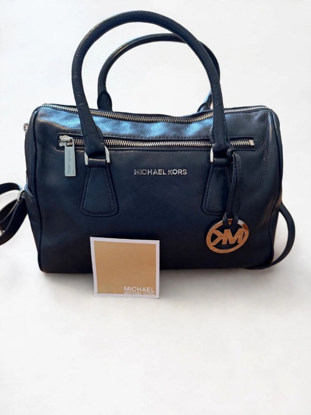 Michael Kors Black Leather Duffle Bag